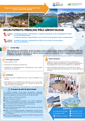 affiche recrutement médecins pole gérontologie